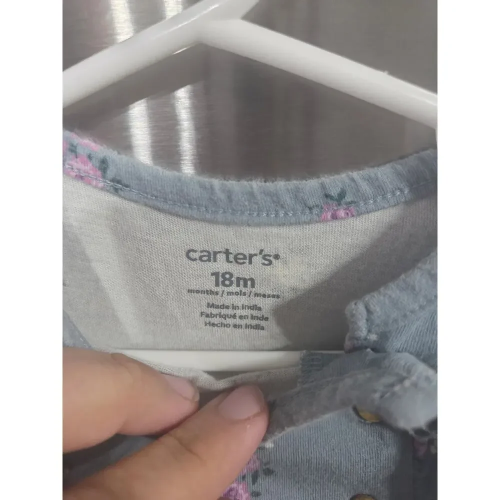 Blue Floral Long-sleeved Dress - Carter's - 18mo